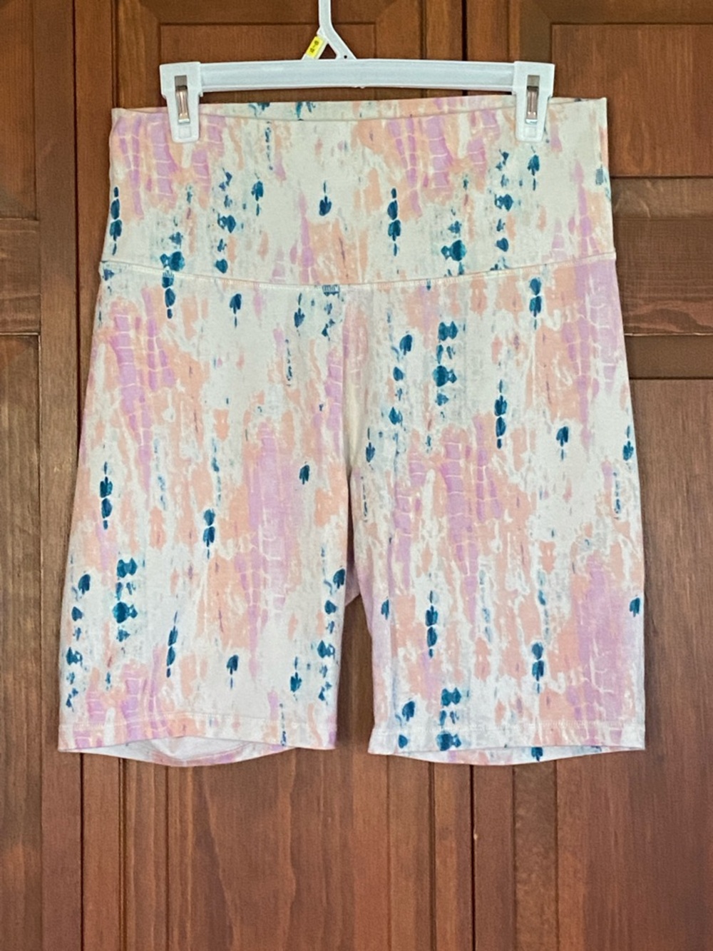 Old Navy Pink and Blue Tie-Dye High-Waist Bike Shorts